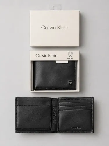 Carteira Masculina Calvin Klein Preta em Couro com Caixa Original e RFID