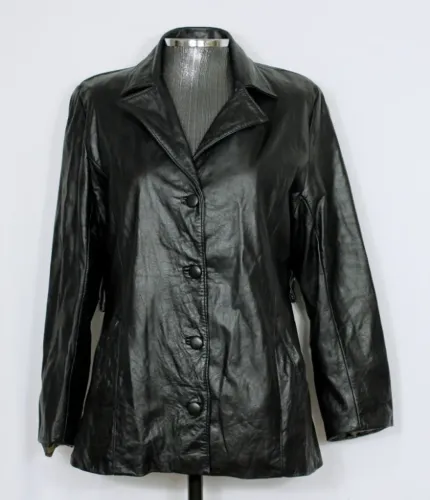 Jaqueta feminina couro legítimo preto alongado - Veste M - Ref. 5880
