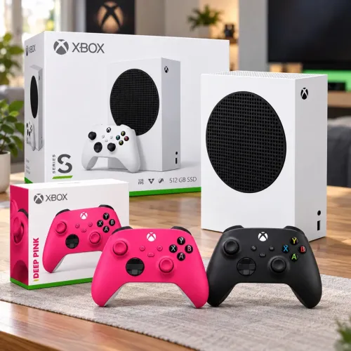 Xbox Series S 512GB + 2 Controles (Rosa Deep Pink e Preto) + Caixas Originais