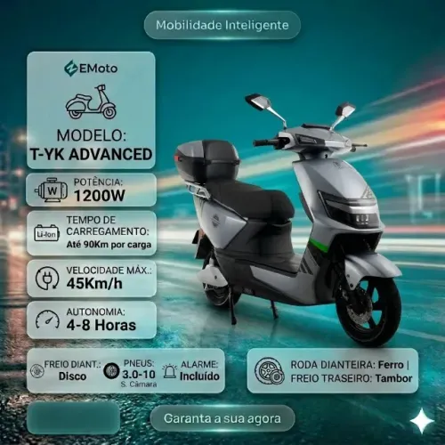 Moto Elétrica EMoto T-XK PRO 1200W | Até 90km Autonomia | Não Precisa CNH
