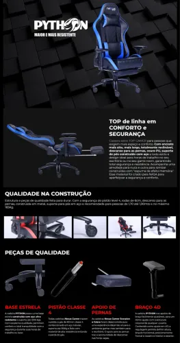 Cadeira Gamer Nexus Python Preto - D361-BL
