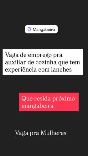 Vaga auxiliar de cozinha
