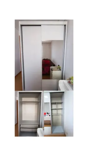 Guarda-Roupa Casal 2 Portas de Correr com Espelho