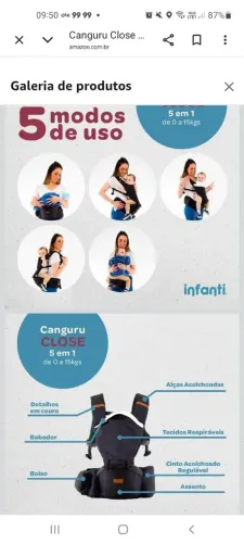 CANGURU 5 em 1 Com asceto NOVÍSSIMO!