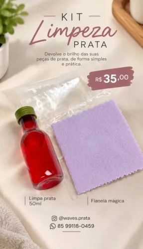 Limpa Prata 50ml + Flanela Mágica