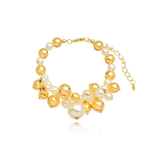 Pulseira Semijoia Pérolas 