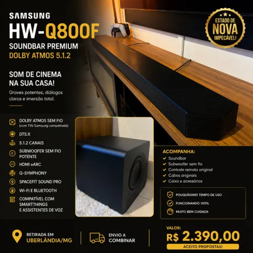 Soundbar Samsung Q800f garantia até 2027