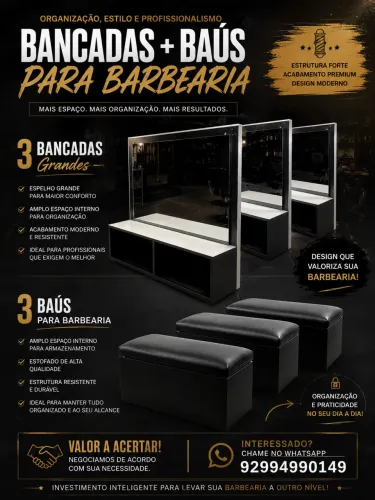 Bancadas e baús pra barbearia (junto ou separado)