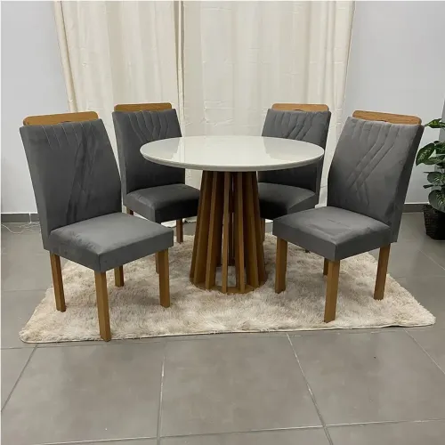 Mesa de Jantar Berlim Redonda com 4 Cadeiras Cel Móveis / frete grátis