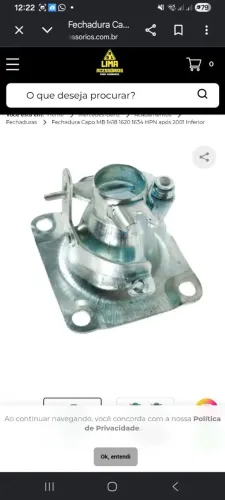 Fechadura de capô de caminhão interno