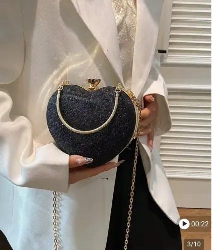Bolsa Festa Coração Preta