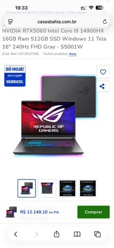 Notebook Asus RTX-5060 Core Ultra i9 - G615JMR-S5001W