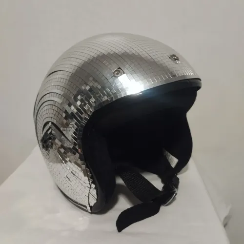 Capacete Bola de Discoteca Disco Ball Prateado - Carnaval / Festas / Fotos