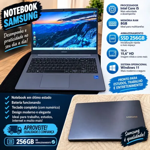 Notebook Samsung Intel Core i5 8GB RAM + SSD 256GB | Tela 15,6? HD | Windows 11
