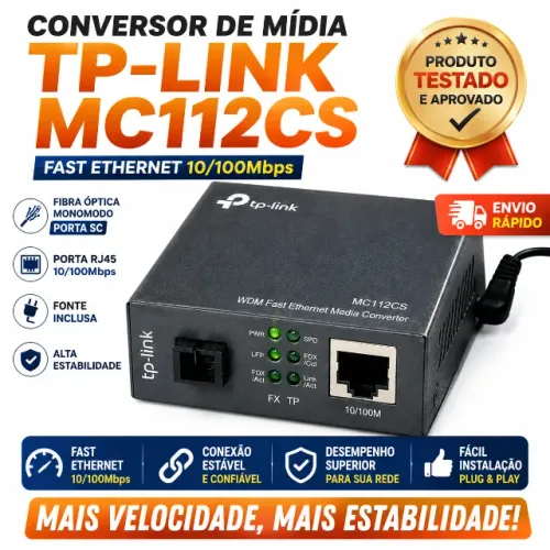 Conversor TP-Link MC112CS com fonte