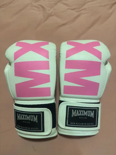 Luva de Muay Thai/Boxe Maximum - Branca e Rosa