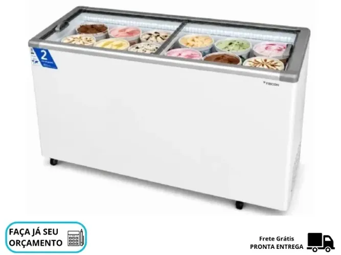 Freezer Horizontal Tampa de Vidro 503L Fricon