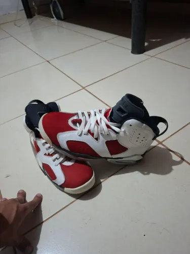 Tenis Nike Air Jordan 6 Rings ?Carmine? Original - Branco/Preto/Vermelho