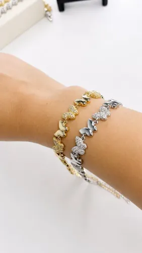 Pulseira borboleta folheado ouro/prata ( valor unitário )