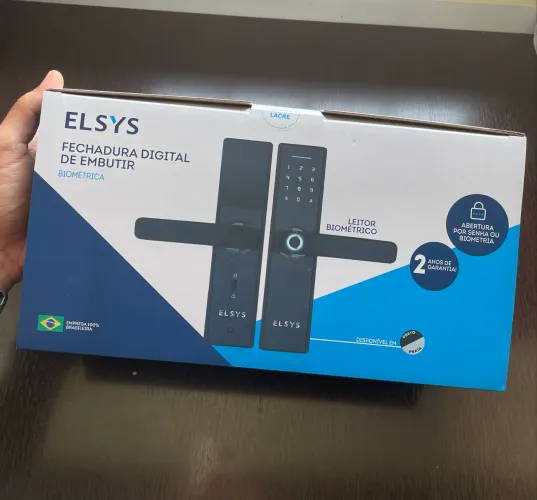 Fechadura digital de embutir com biometria, Elsys, ESF - DE2000B PRETA
