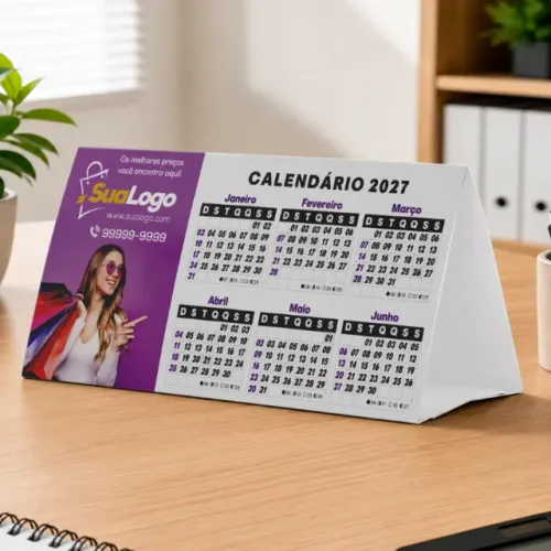 Calendário 2027 triangular de mesa
