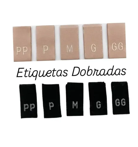 Kit 500 etiquetas dobradas bordadas