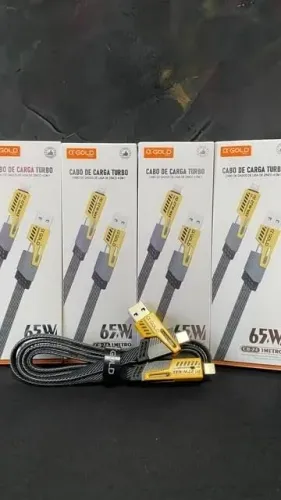 Cabo Turbo Tipo C para iPhone Xiaomi Samsung USB 4 em 1 Turbo 65W/PD 27W