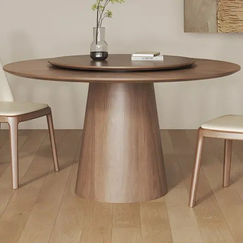 Mesa de jantar redonda base cone em laca 