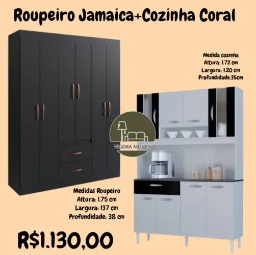 Roupeiro Jamaica + Cozinha Coral (Pague na entrega)