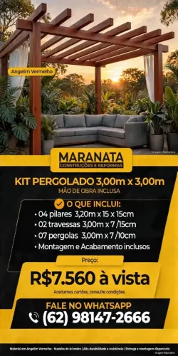 Kit Pergolado + instalação - Angelim Vermelho 