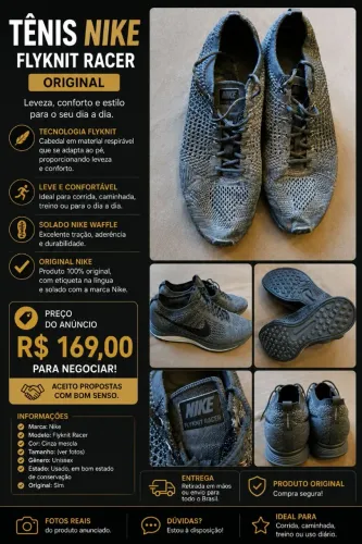 Tênis Nike Flyknit Racer Original - Usado