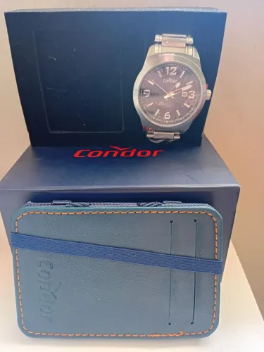 Relógio Condor Aço Inox + Carteira 