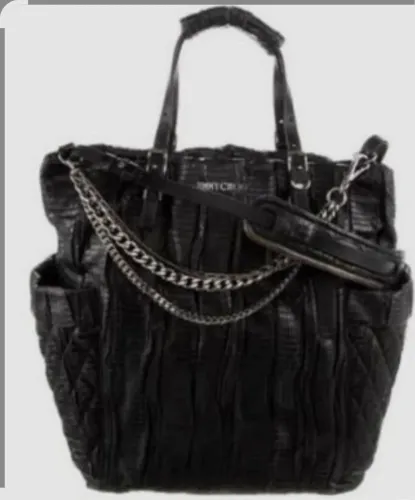 BOLSA TOTE JIMMY CHOO PYTHON PELE DE COBRA PRETA