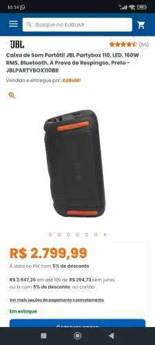 Caixa de som JBL original