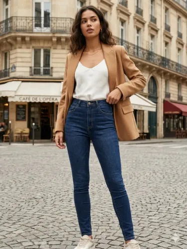 Calça jeans feminina azul Sawary