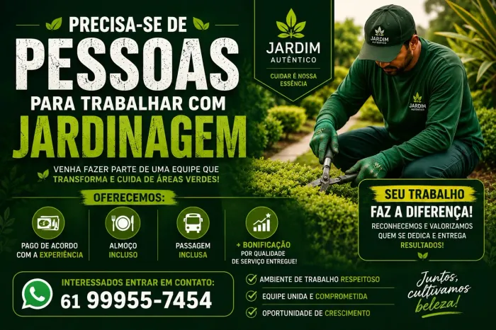 Precisa se jardineiro ou ajudante de jardineiro 