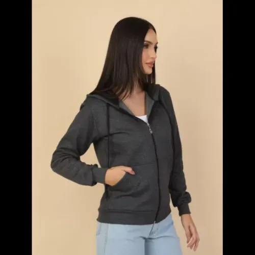 Blusa de Frio Moletom com Ziper Feminina Liso Direta Da Fabrica