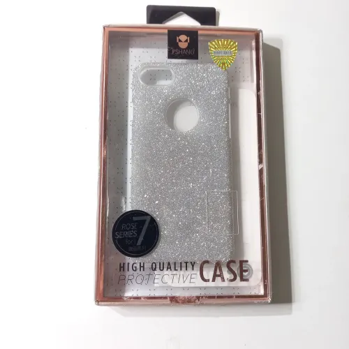 Capa com película Iphone 7 prata gliter