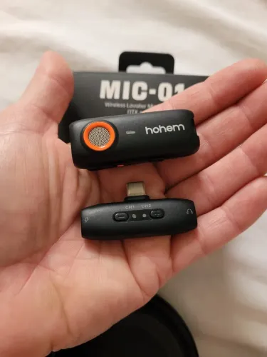Microfone de Lapela Sem Fio Hohem MIC-01 (USB-C)