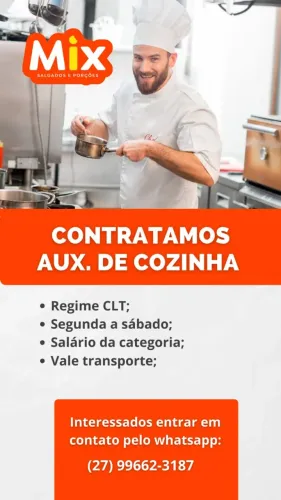 Oportunidade vaga de auxiliar de cozinha