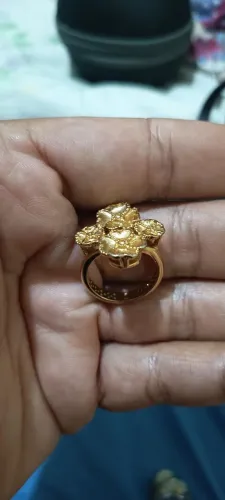 Anel folhado a ouro flores 