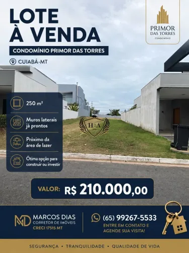 Terreno com 250 m² no Condomínio Primor das Torres!