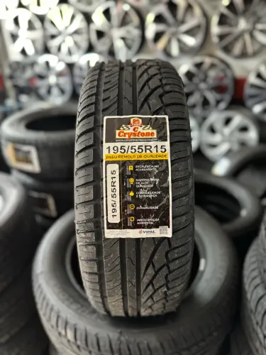 Pneu Crystone 195/55/15 Remold com borracha vipal (instalação grátis)