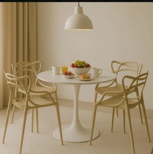 Vendo 4 Cadeiras Semi Novas Allegra cor Bege Fendi Lindas para Ambientes 
