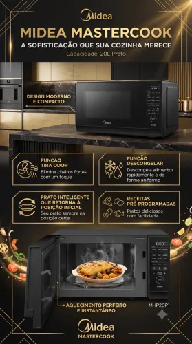 Micro-ondas Midea Preto MasterCook 20L 110v MHP20P1