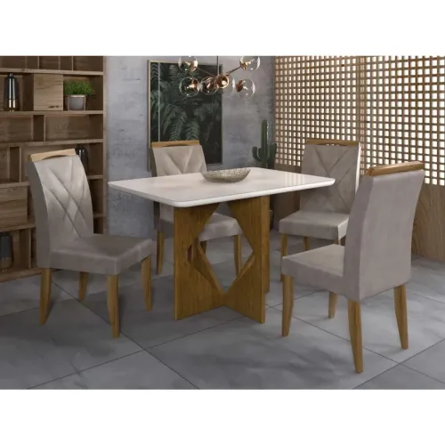 Mesa de Jantar Madrid 90x90cm com 4 Cadeiras Califórnia / pronta entrega