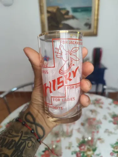 Copos de Whisky antigos "For ladies For Men" Estilo Bar conjunto Com 5 Grandes e 1 pequeno