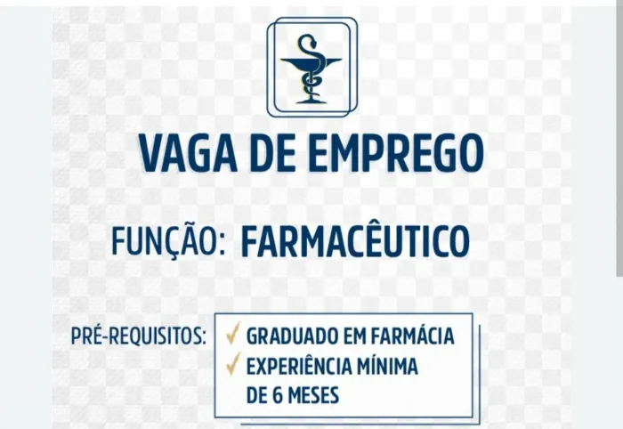 Vaga pra farmacêutico