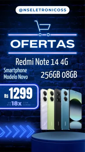 Celular Redmi Note 14 4G 256GB 08GB RAM Preto Azul Verde Entregamos 