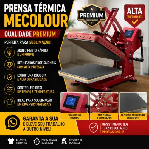 ? Prensa Térmica Mecolour 33x45 | Alta Pressão | Sublimação Profissional | Semi Nova